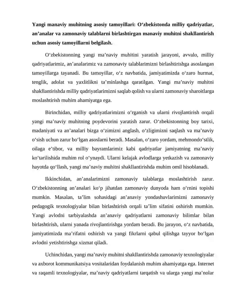 Oʻzbekistonda yangi manaviy muhit yaratish va maʼrifatni jamiyat konsepsiyasi 2