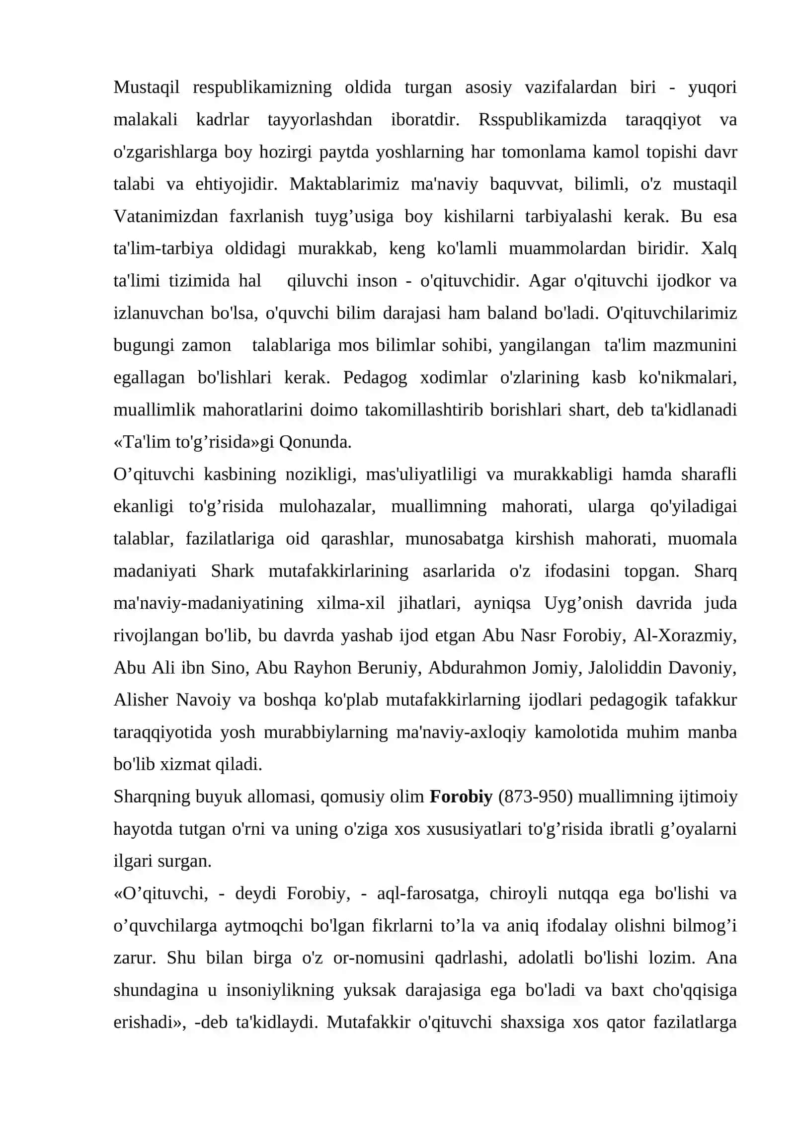 Pedagogik fikrlar va maktablar tarixida o'qituvchi maxorati masalalari 2