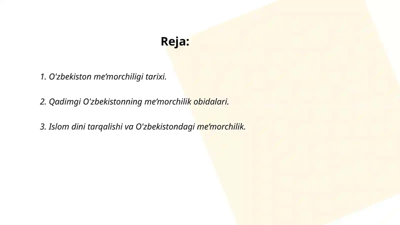 O'zbekiston me’morchiligi tarixi 2