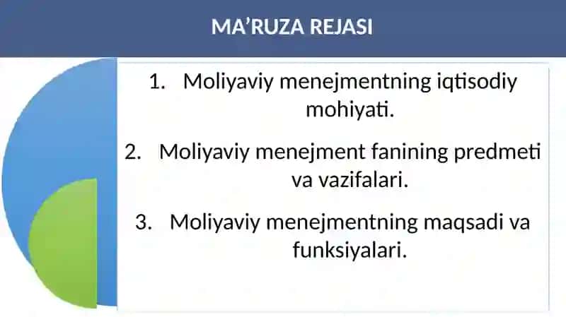 Moliyaviy menejmentning iqtisodiy mohiyati, predmeti vafunksiyalari 2