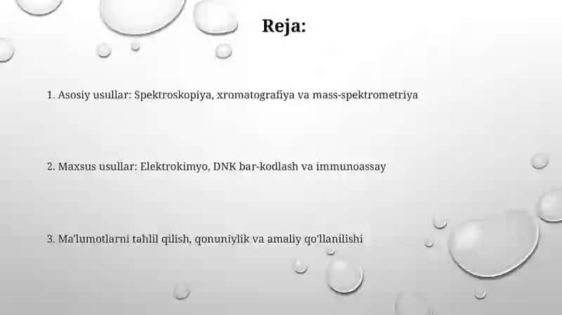 Oziq-ovqat yoki dori vositalarining soxtaligini aniqlashda qaysi kimyoviy usullaridan foydalanish 2