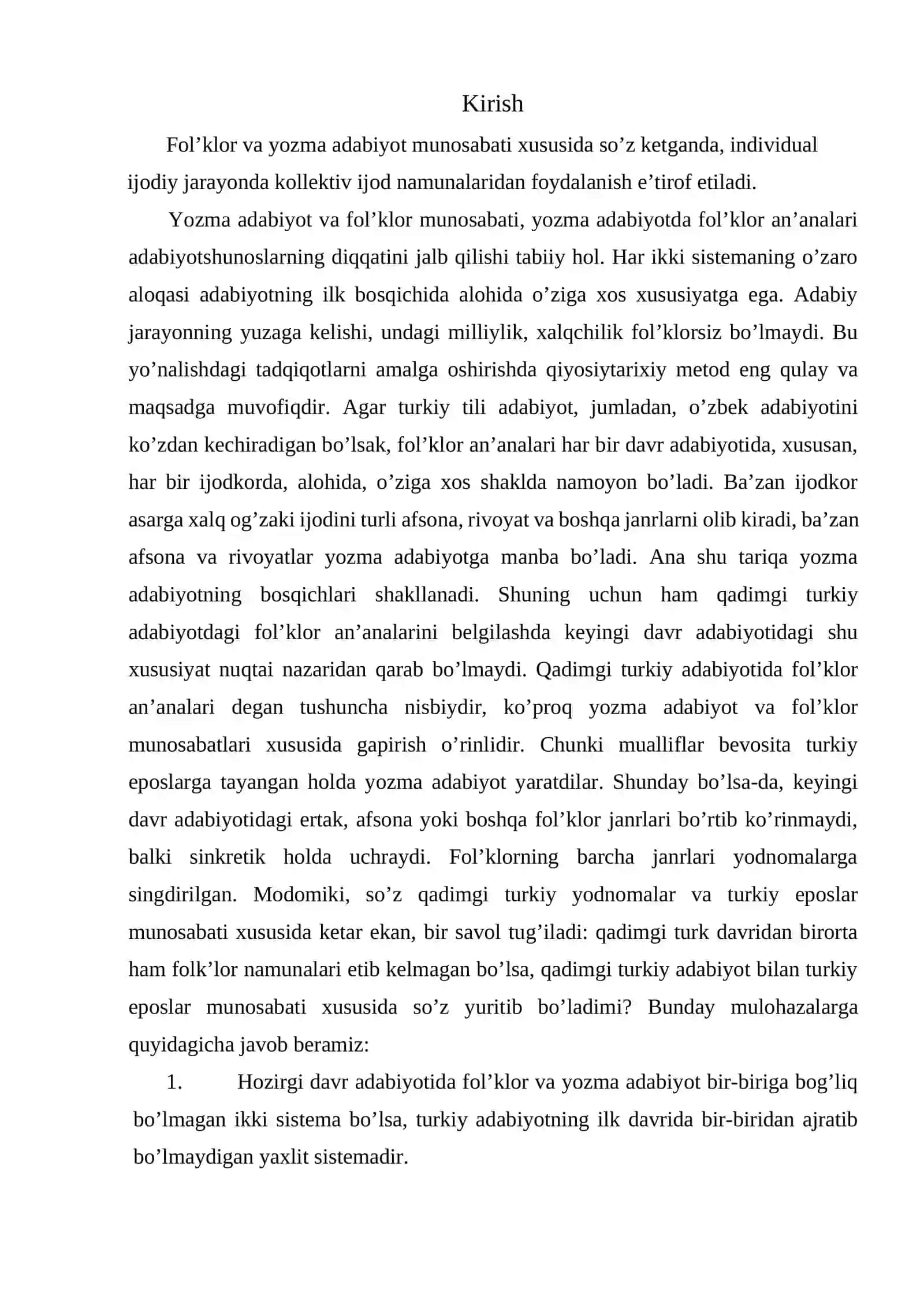 Qadimgi turkiy adabiyot va folklorning o’zaro munosabati 2