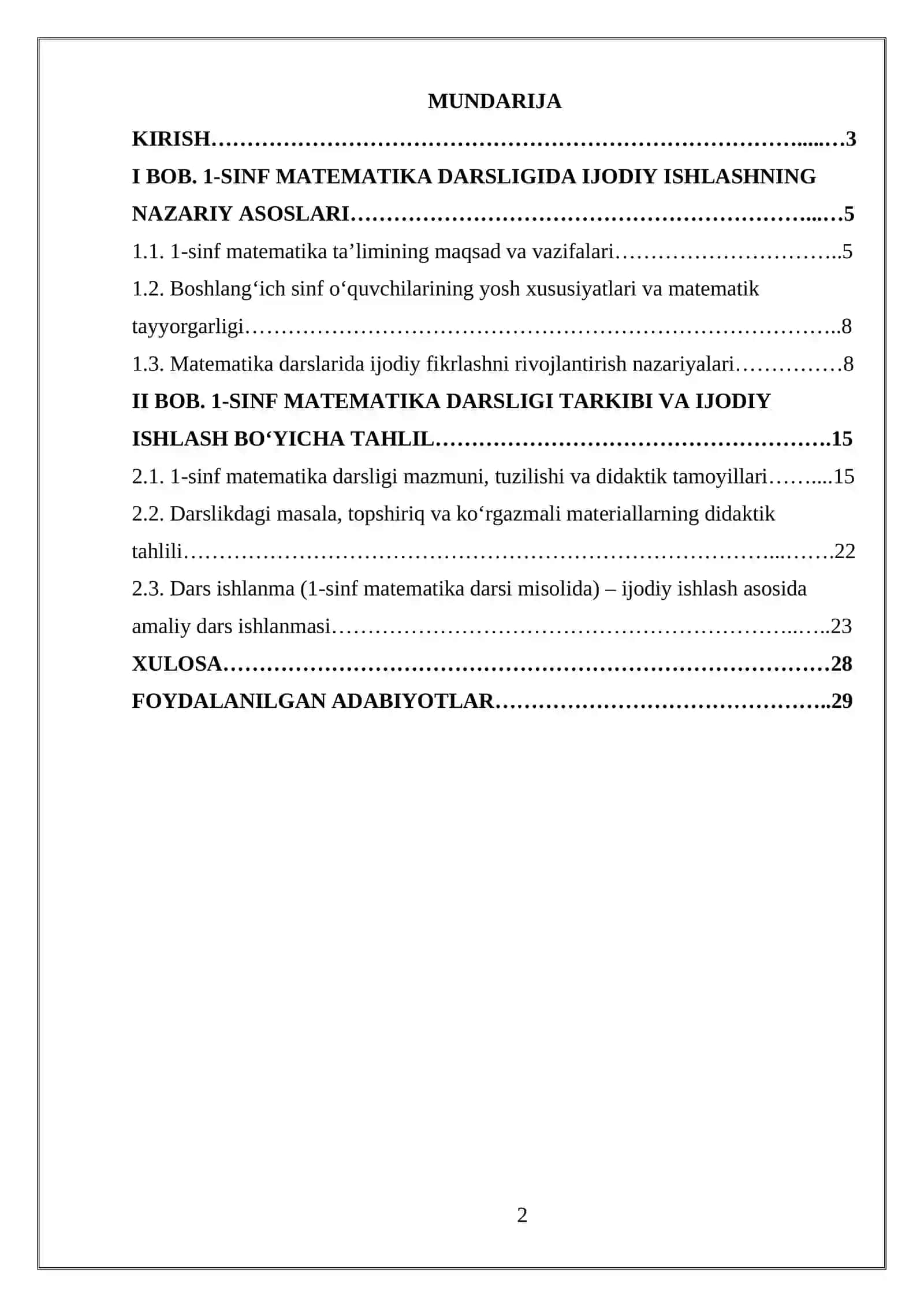 Birinchi sinf matematika darsligida ijodiy ishlash, darslik tahlini amalga oshirish 2