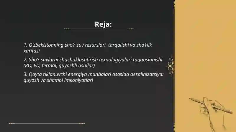 O‘zbekiston sharoitida sho‘r suvlarni chuchuklashtirish g‘oyasini yaratish 2