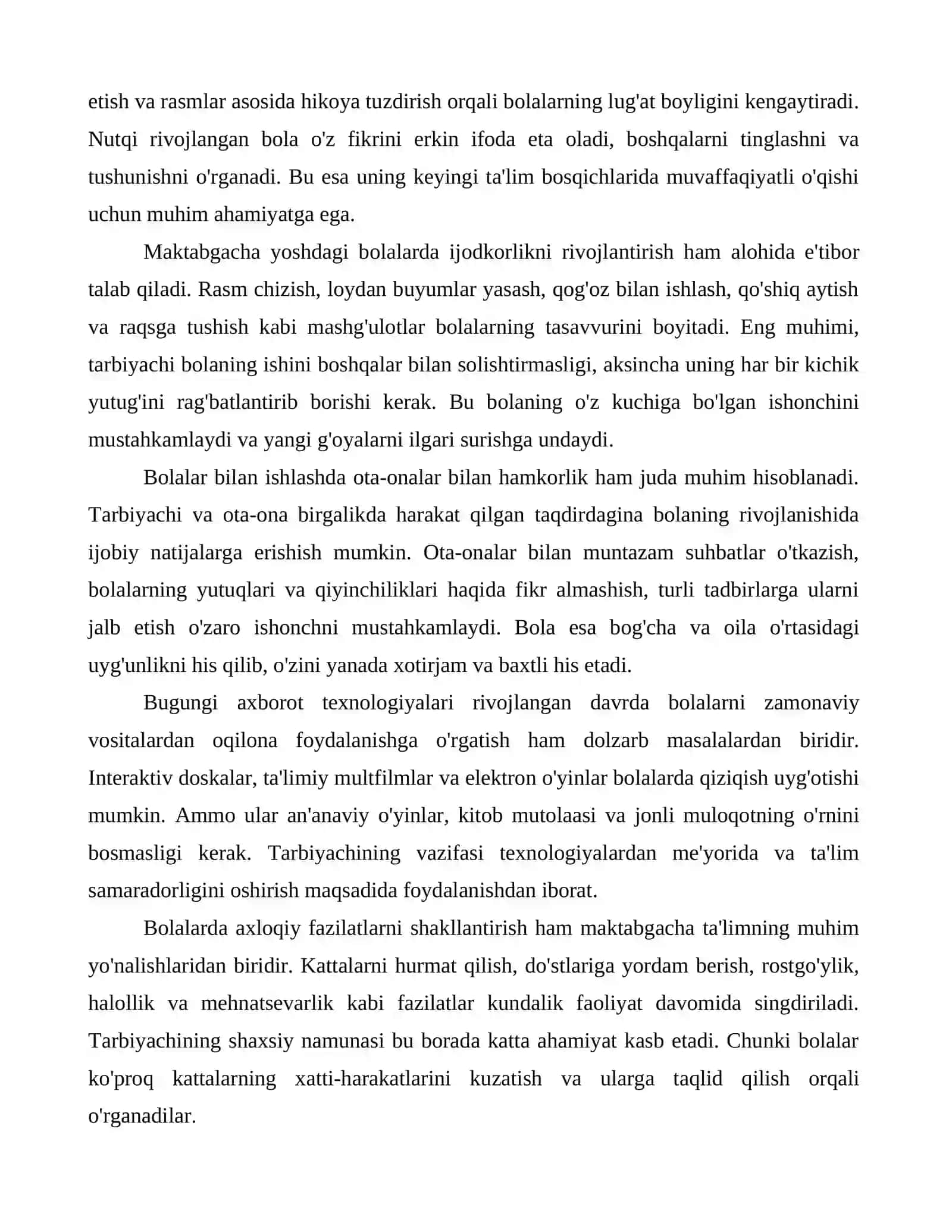 Maktabgacha ta'limda bolalar bilan ishlash 2