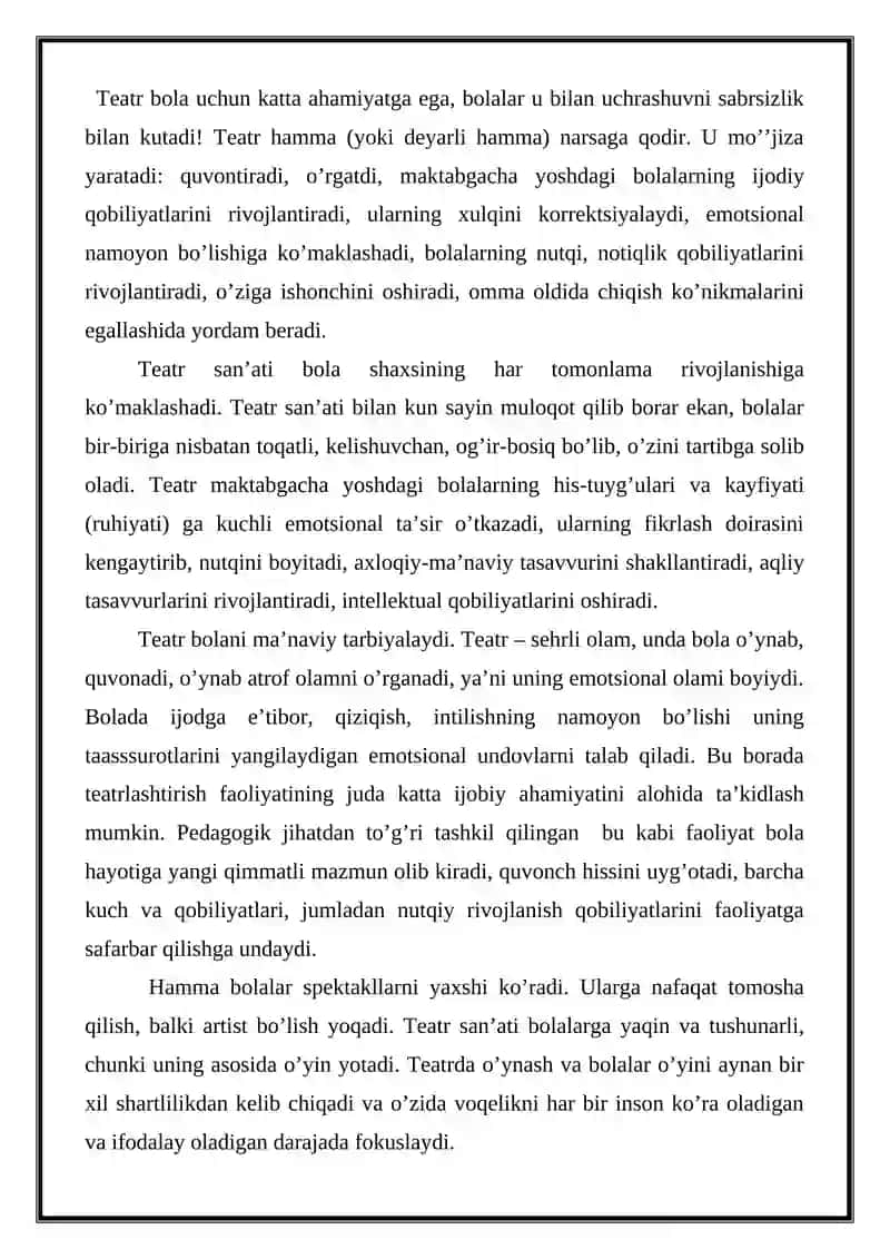 Teatr - saxnalashtirish faoliyati 2