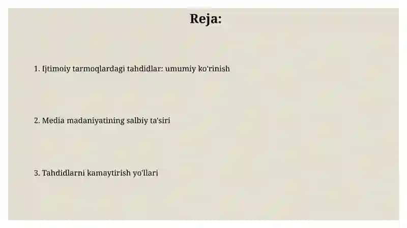 Ijtimoiy tarmoqlardagi tahdidlar vamedia madaniyat 2