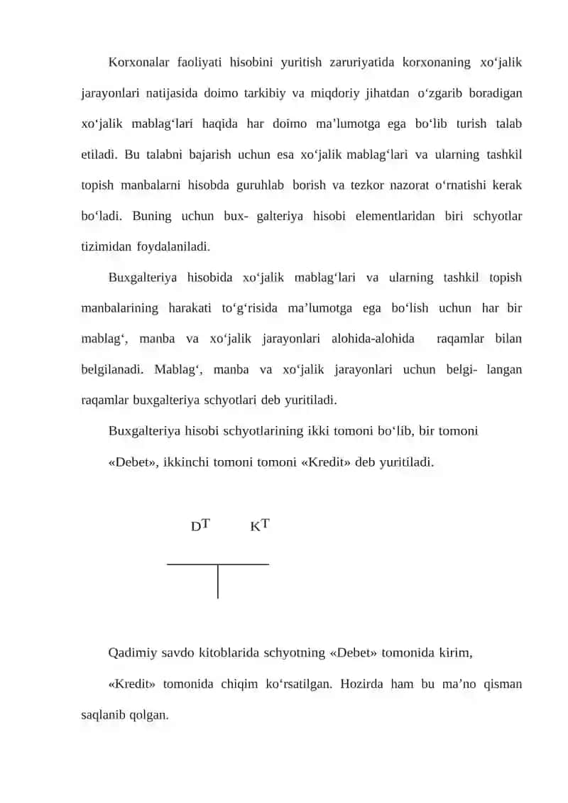 Buxgalteriya schyotlarni turkumlanishi 2