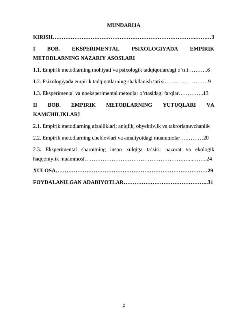 "Exsperimental psixolagiyada empetik metodlarning yutuq va kamchiliklari" 2