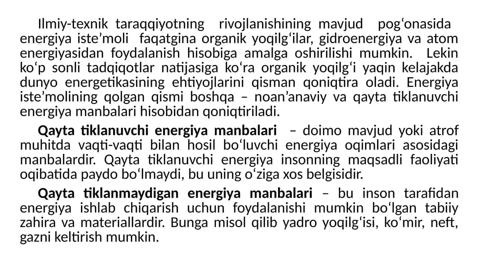 Noan’anaviy va qayta tiklanuvchi energiyaresurslari 2