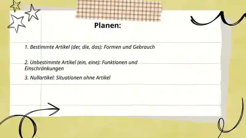 Die Artikel im Deutschen und ihre Verwendung 2