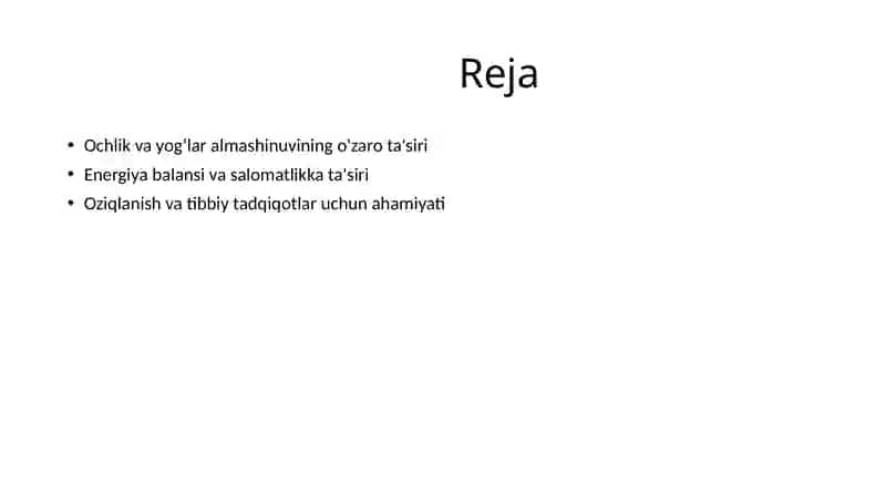 Ochlik davrida yogʻlar almashinuvi 2