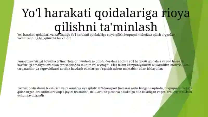 Yo’L Harakati Xavfsizligini Tashkil Etish Va Ta’Minlash Vazifalari 2
