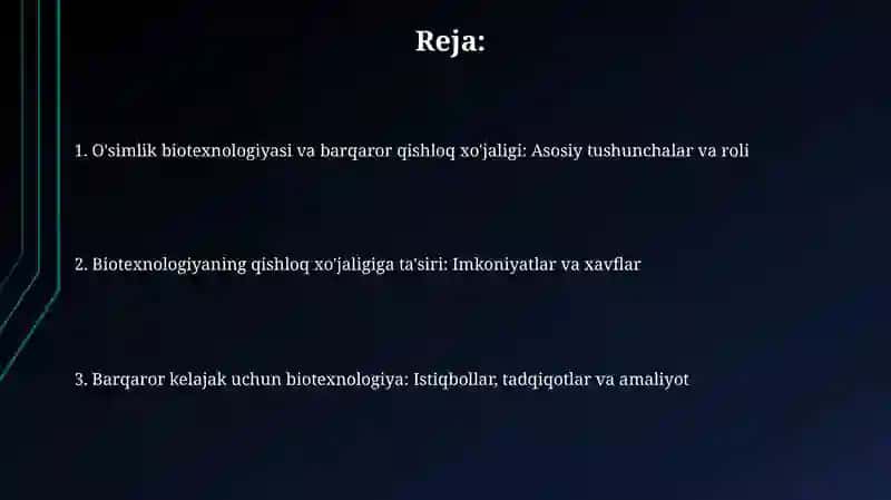 Oʻsimliklar biotexnologiyasi va barqaror qishloq xoʻjaligi 2
