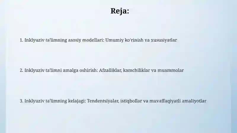Inklyuziv talim modellarini: tahlili va xususiyatlari 2