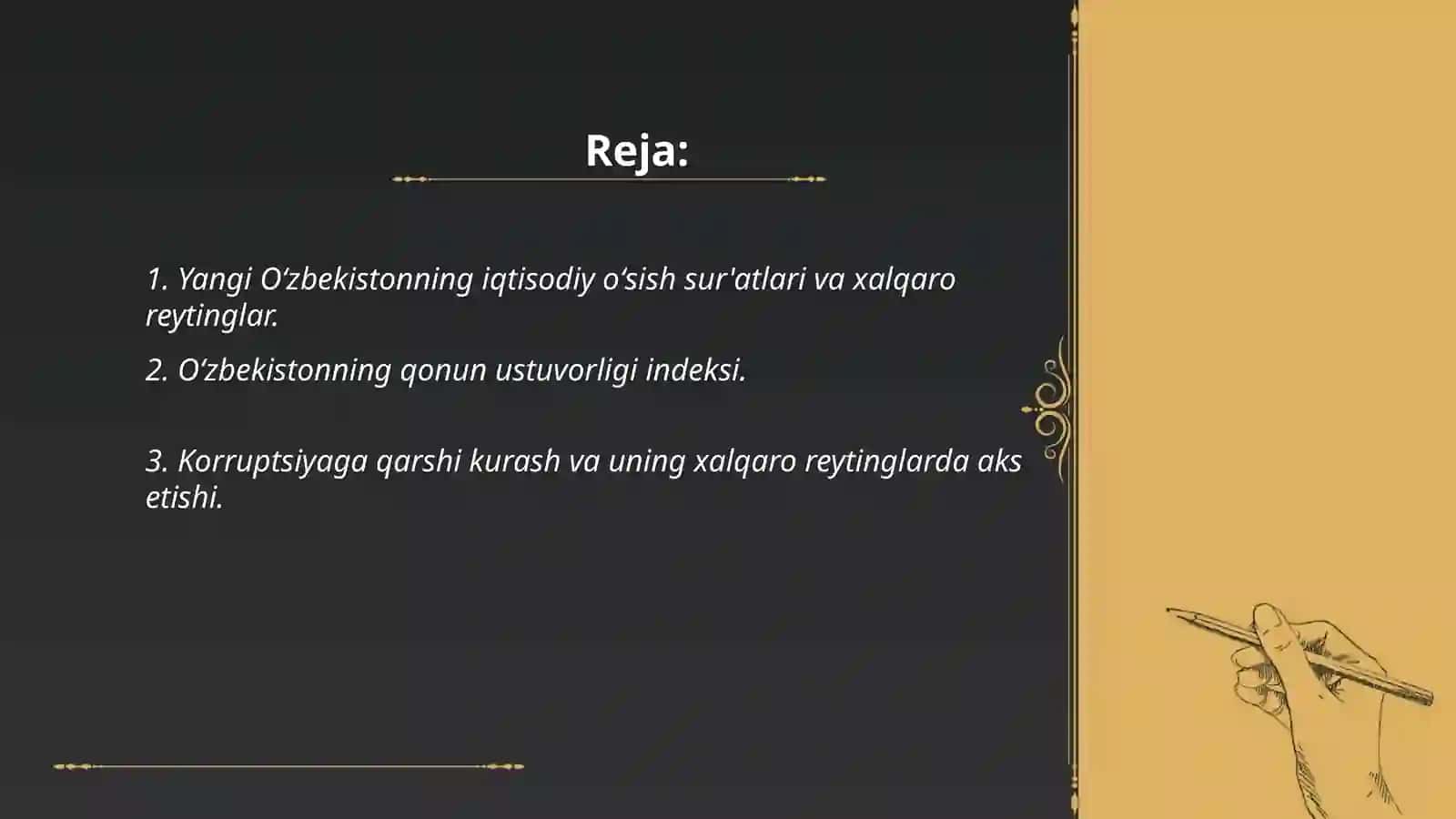 Yangi Oʻzbekiston ijtimoiy- siyosiy iqtisodiy va madaniy hayotida roʻy berayotgan oʻzgarishlarning xalqaroreyting va indekslar aks etishi 2
