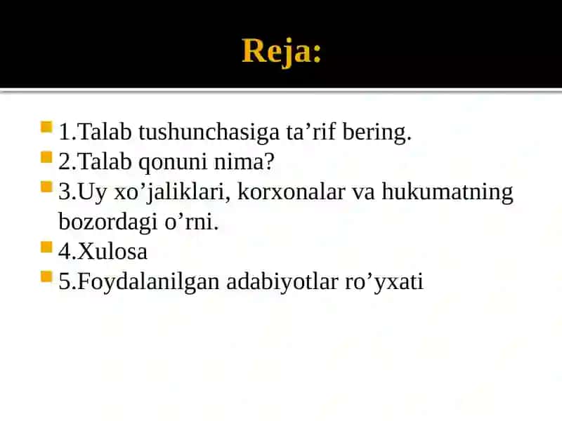 Talab va taklif, uy xo'jaliklari, korxonalar va hukumatning bozordagi o'rni 2