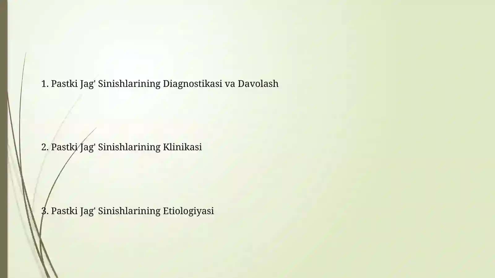 Pastki Jag' Sinishlarining Diagnostikasi va Davolash 2