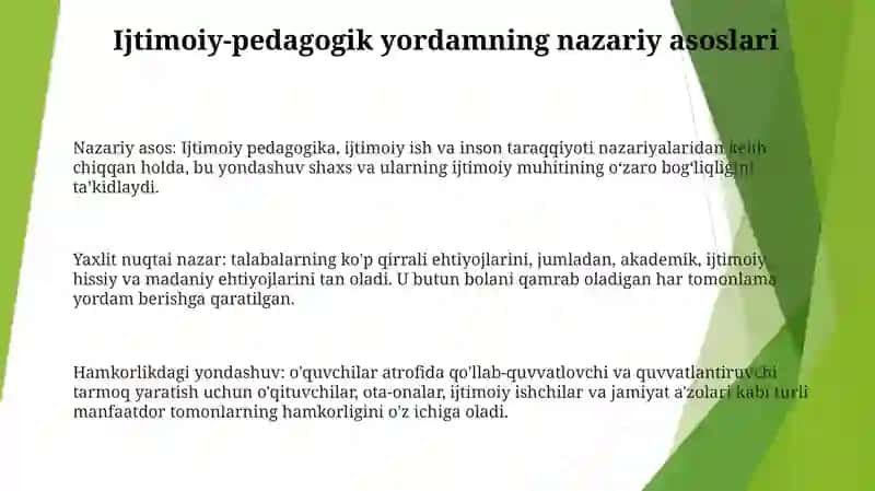 Kasb Hunar Maktabi OʻQuvchilarini Ijtimoiy- Pedagogik QoʻLlab- Quvvatlash 2