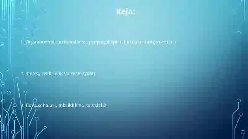 Metallorganik birikmalarning fizik va kimyoviy xossalari 2
