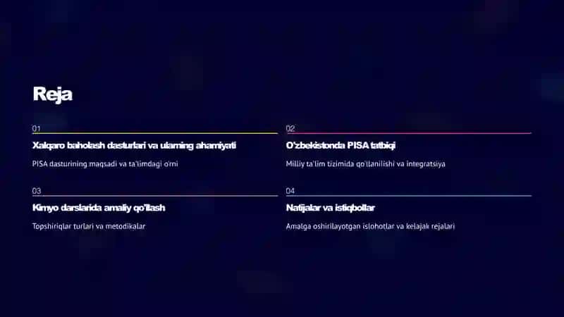 Kimyo darslarida Xalqaro baholash dasturlari va PISA topshiriqlaridan foydalanish 2