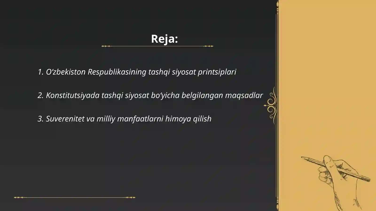 Oʻzbekiston Respublikasi tashqi siyosatning konstitutsiyaviy asoslari 2