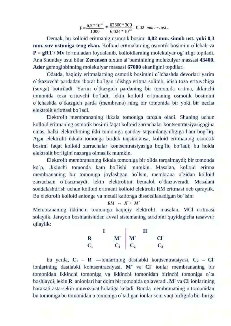 ERUVCHANLIK. ERITMALARNING MUZLASH VA QAYNASH HARORATI. KRIOSKOPIYA VA EBULIOSKOPIYA 2