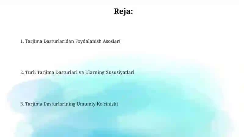 Tarjima dasturlari va ulardan foydalanish asoslari 2