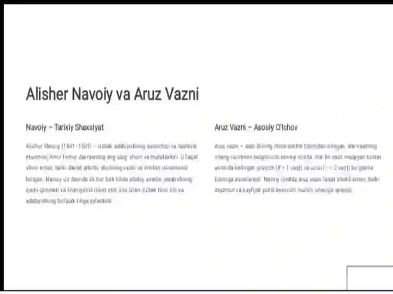 Alisher Navoiy g'azaluda uchraydigan 20 ta vazn 2