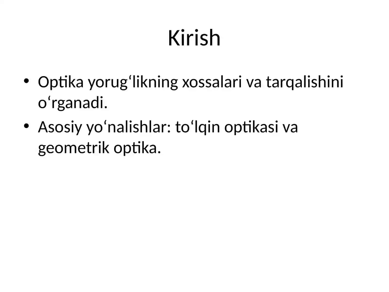 To‘lqin optikasidan geometrik optikaga o‘tish 2