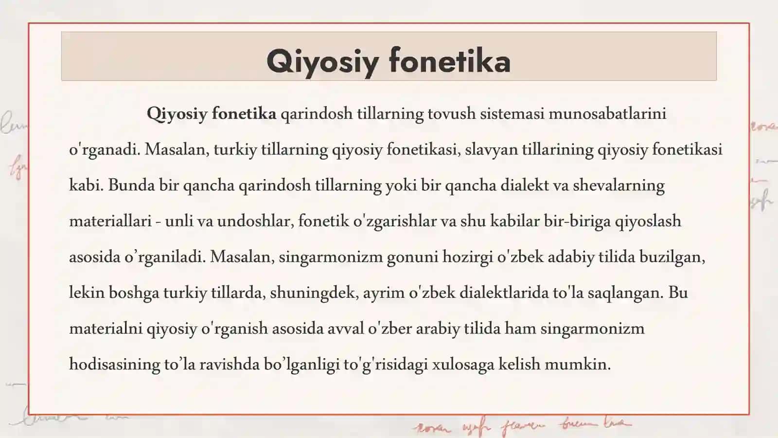 PPT Arab tili fonetik birliklarining o’zbek tilidagilari bilan qiyosiy tahlili 2