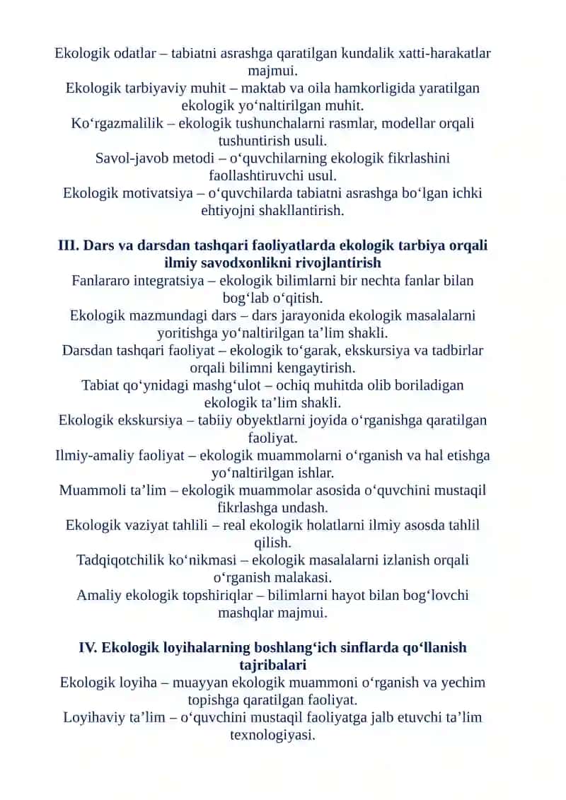 Ekologik Madaniyat va Ilmiy Savodxonlik bo‘yicha 50 ta Glossariy 2