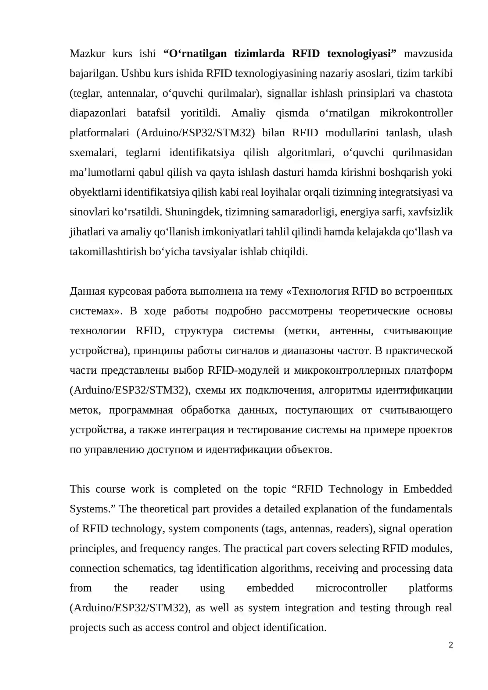 O‘RNATILGAN TIZIMLARDA RFID TEXNOLOGIYASI 2