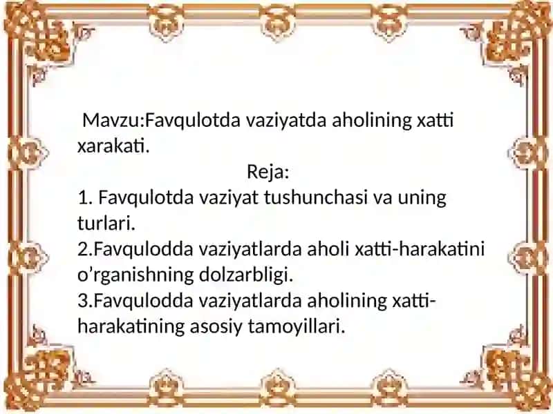Favqulotdavaziyatlarda Aholi Xatti-harakati 2