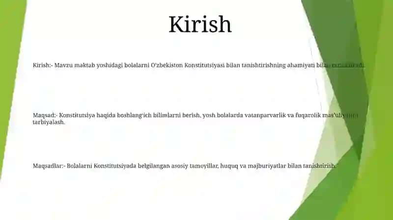 Maktabgacha Yoshdagi Bolalarni OʻZbekiston Respublikasi Konstitutsiyasi Bilan Tanishtirish 2