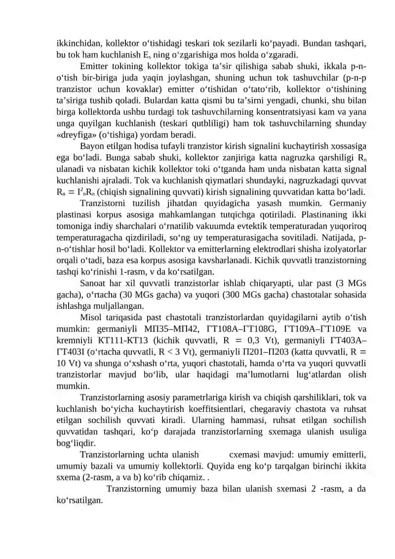 Tranzistorlarning diod xususiyatlarini o’rganish 2