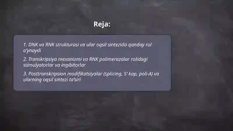 Nuklein kislotalar, oqsil sintezining stimulyator va ingibitorlari 2