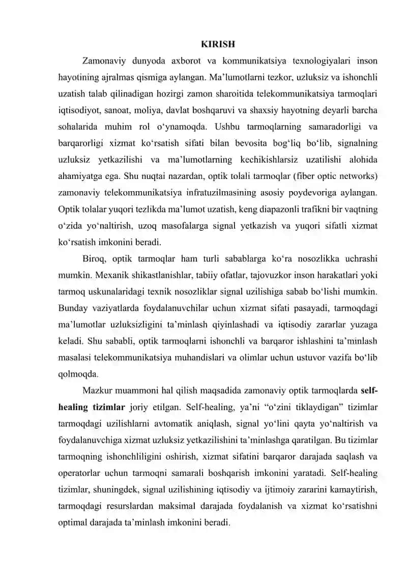 Optik tarmoqlarda “self-healing” tizimlar 2