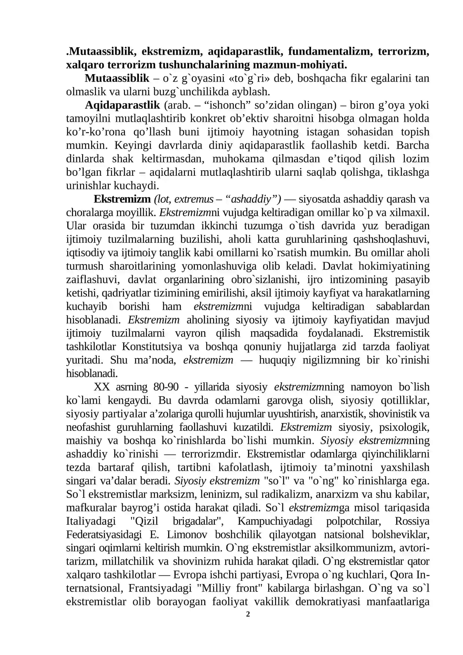 Terorizm tushunchasi shakillari sabablari va unga qarshi Kurashish mexanizmlari 2