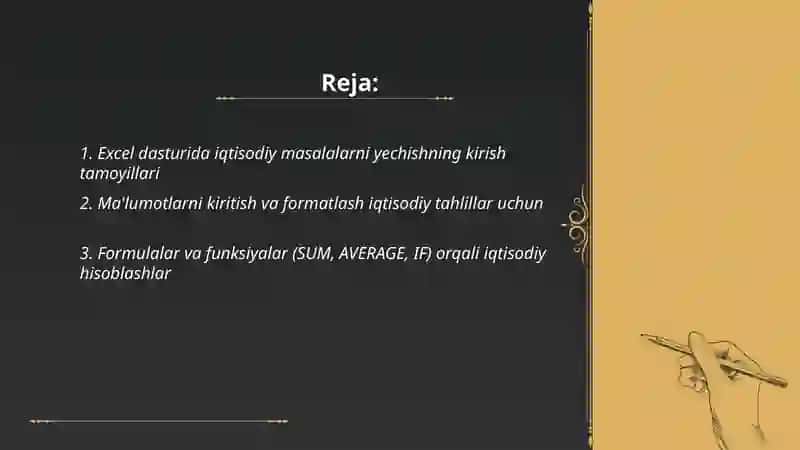 Excel dasturida iqtisodiy masalalarni yechish 2