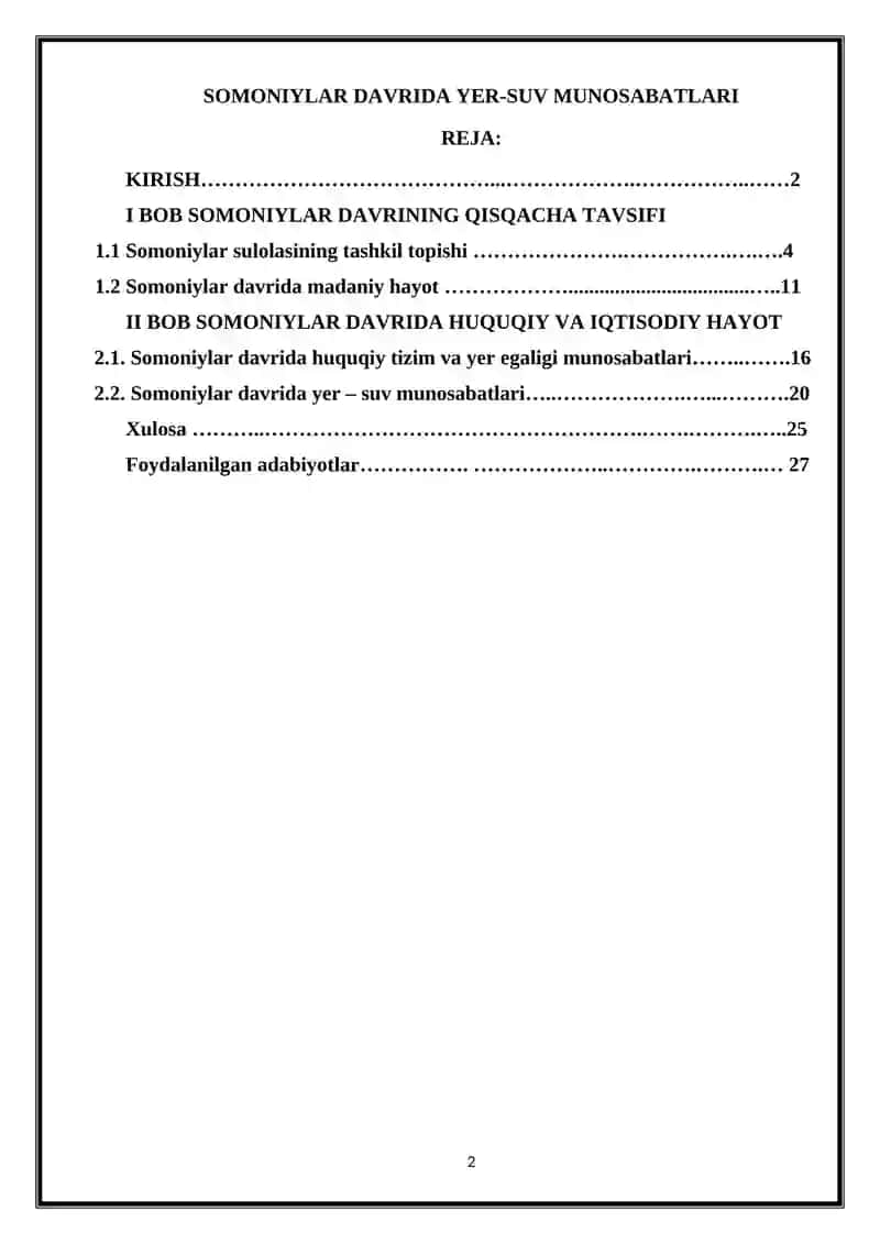 SOMONIYLAR DAVRIDA YER-SUV MUNOSABATLARI 2