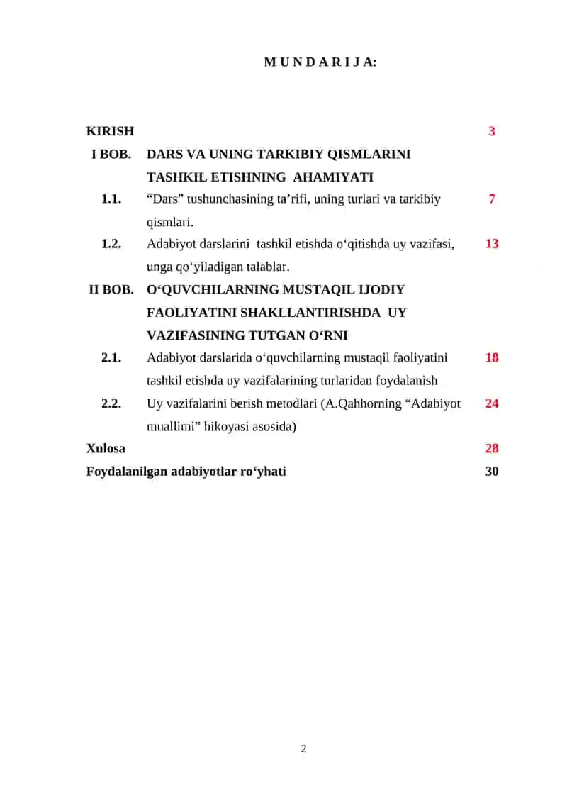 Adabiyot o‘qitish metodikasi 2
