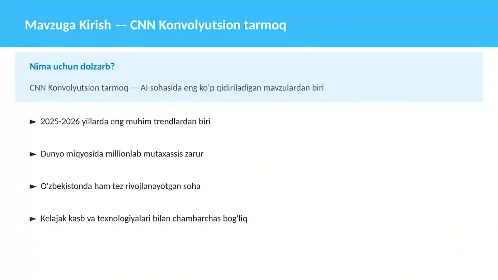 AI | DEEP LEARNING VA NEYRON TARMOQLAR 2