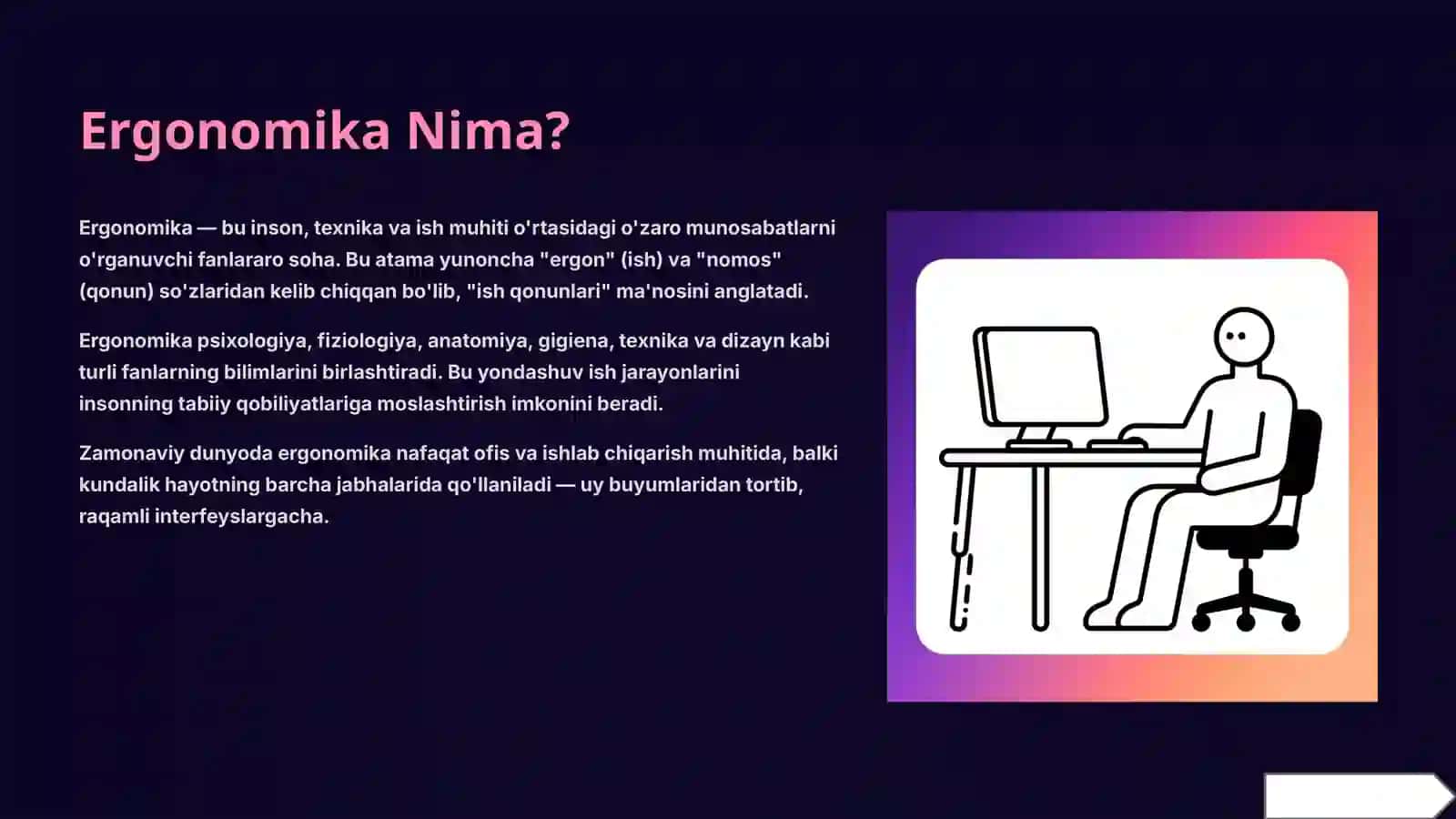 Ergonomika: Inson va Ish Muhitining Uyg'unligi 2