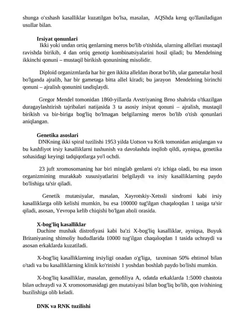 Genetik va irsiy kasalliklar haqida tushuncha 2