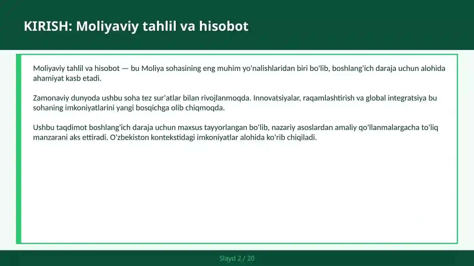 MOLIYAVIY TAHLIL VA HISOBOT 2
