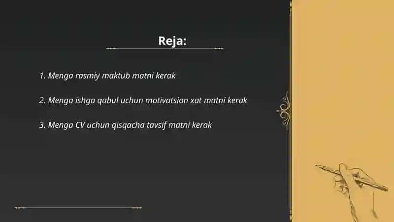 Menga rasmiy maktub matni kerak 2