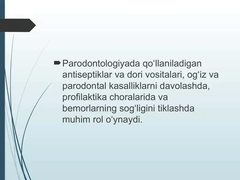 Paradontologiyada qo‘llaniladigan antiseptiklar va dori vositalari 2