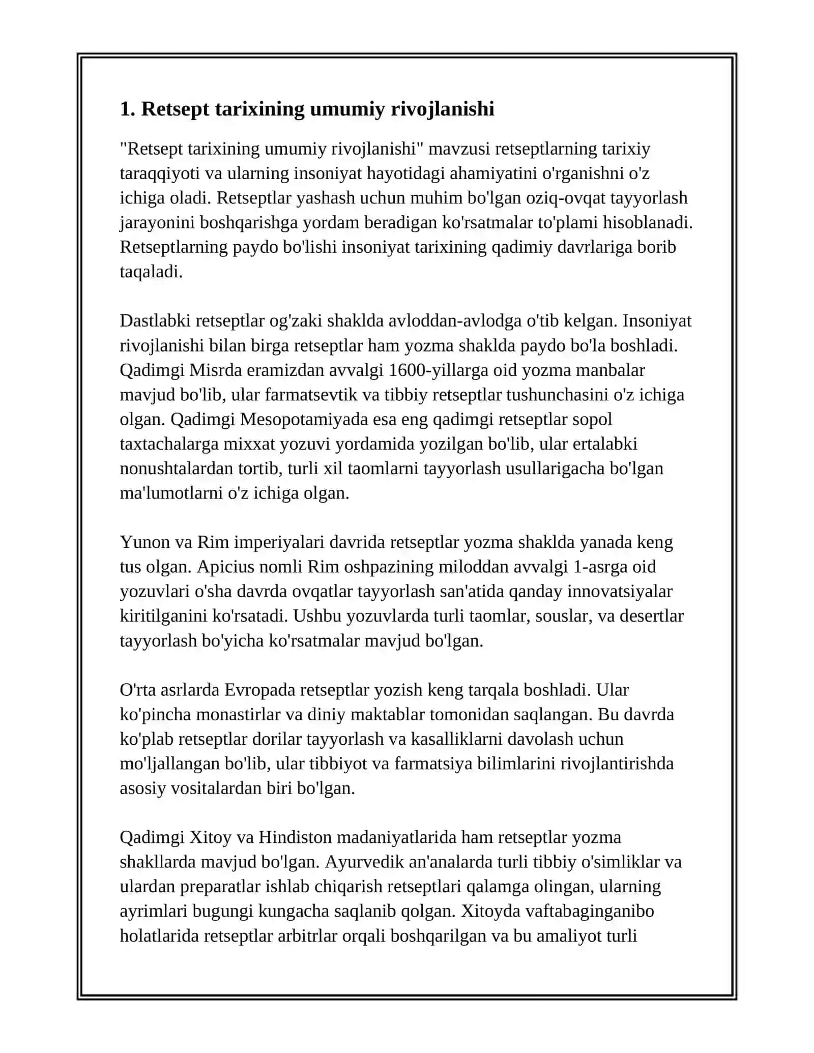 RETSEPT TARIXI 2