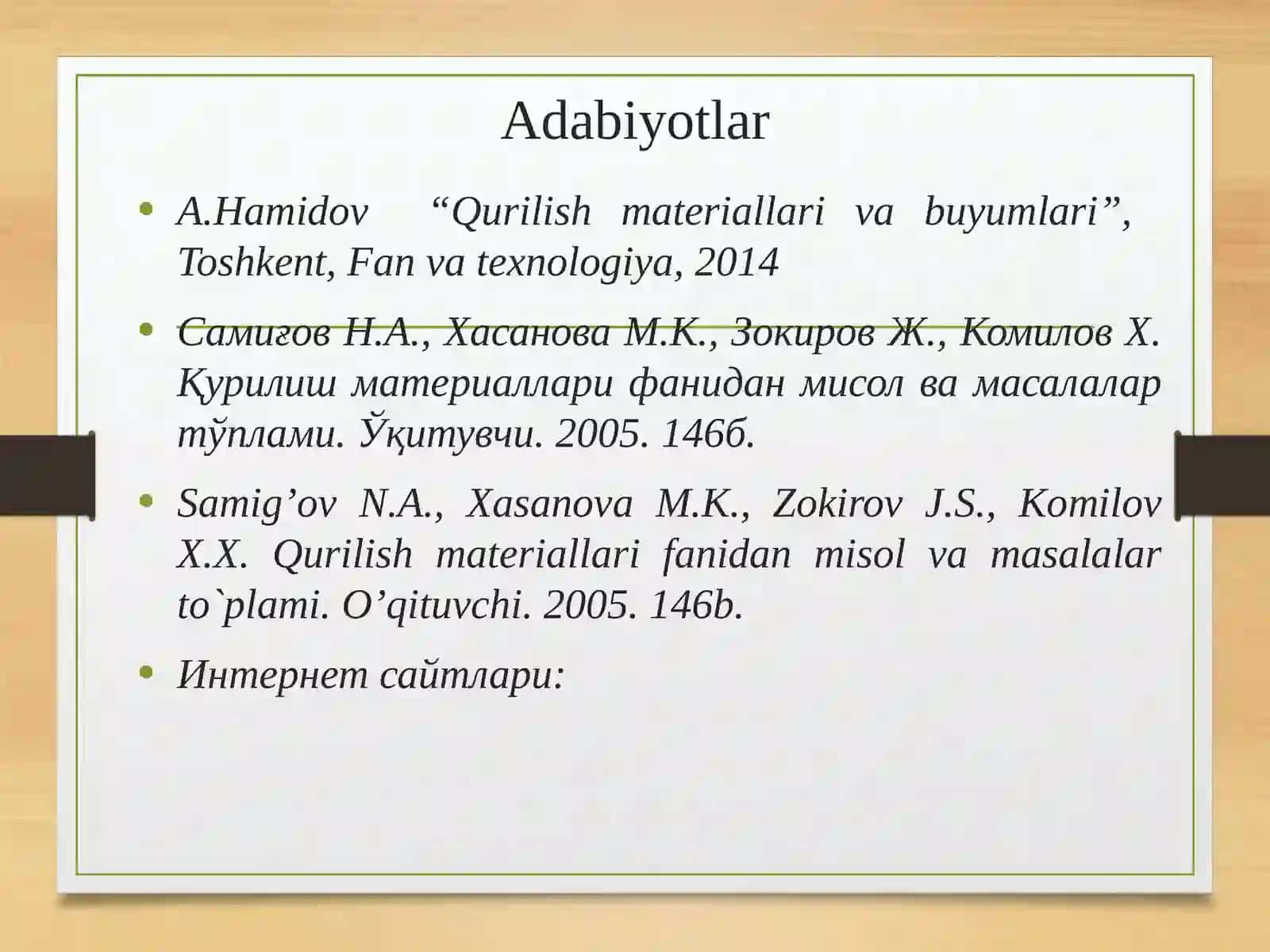 Qurilishmateriallarihaqidaumumiyma’lumot,ularningtasnifi.Qurilishmateriallariningasosiyfizikvamexanikxossalari 2